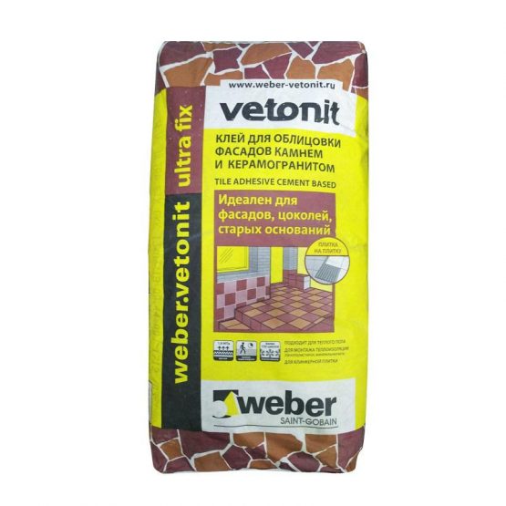 Клей Weber.vetonit Ультра Фикс  цементный для в/н работ 25кг